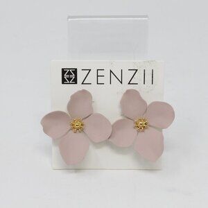 Zenzii Gold-Tone Painted Metal Flower‎ Stud Earrings